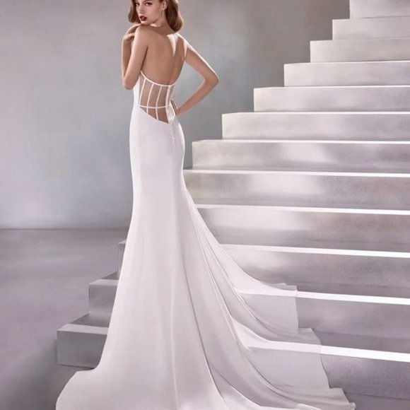 Pronovias Dresses & Skirts - Pronovias Lux Wedding Gown Size 12 NEW Crepe